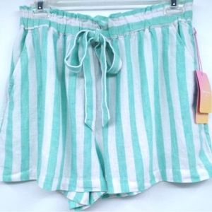 NWT Stoney Clover Lane x Target green striped linen shorts Medium